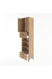 Hyperion Dolap 5 Raflı 3 Çekmeceli 2 Kapaklı 60x44x243 Çam-Çam