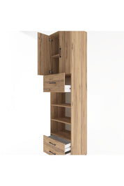 Hyperion Dolap 5 Raflı 3 Çekmeceli 2 Kapaklı 60x44x243 Çam-Çam