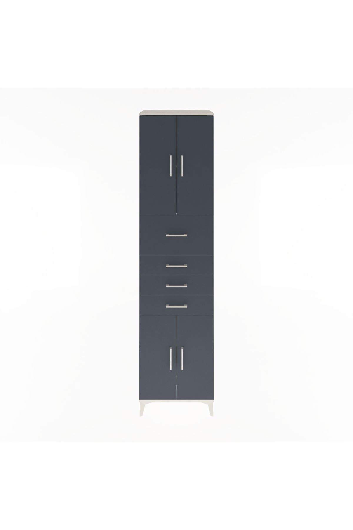 Hyperion Dolap 3 Raflı 4 Çekmeceli 4 Kapaklı 60x44x243 Aytaşı-Antrasit