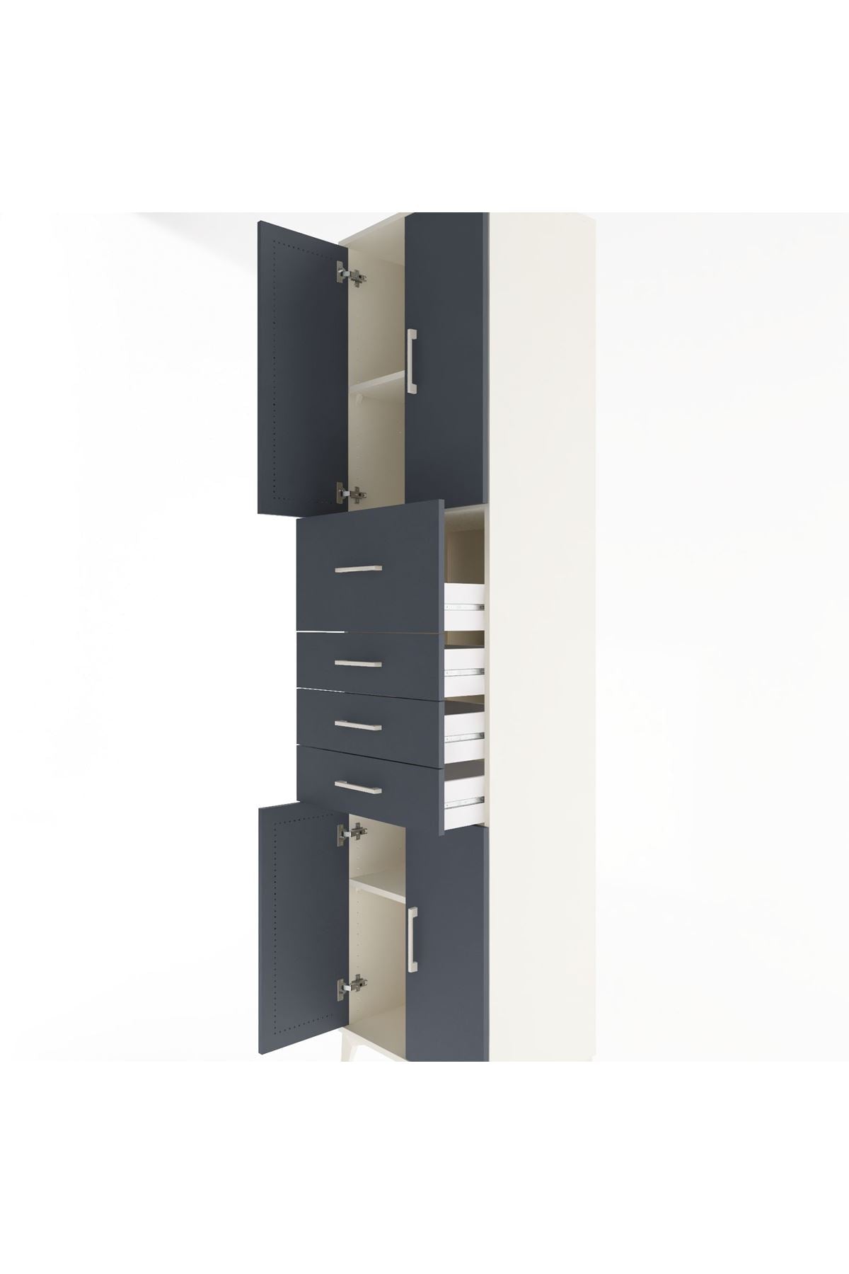 Hyperion Dolap 3 Raflı 4 Çekmeceli 4 Kapaklı 60x44x243 Aytaşı-Antrasit