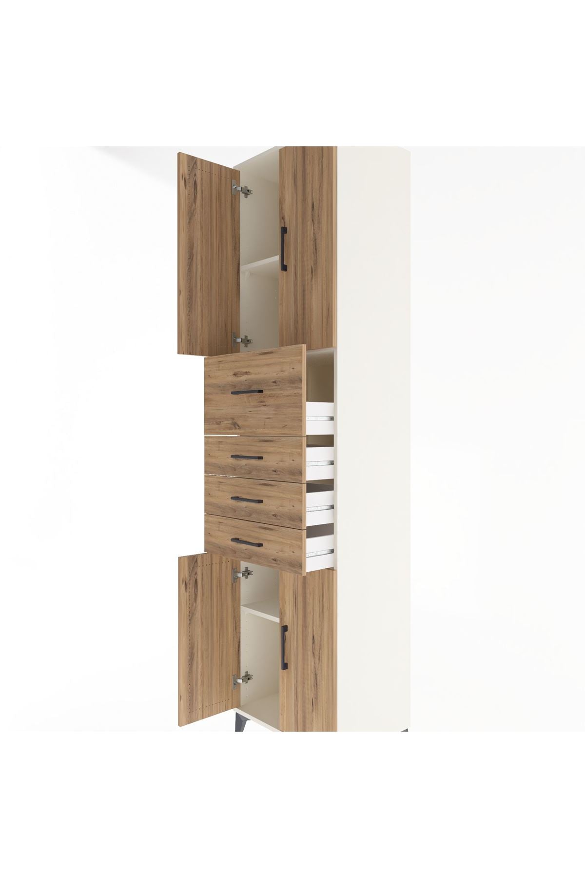 Hyperion Dolap 3 Raflı 4 Çekmeceli 4 Kapaklı 60x44x243 Aytaşı-Çam