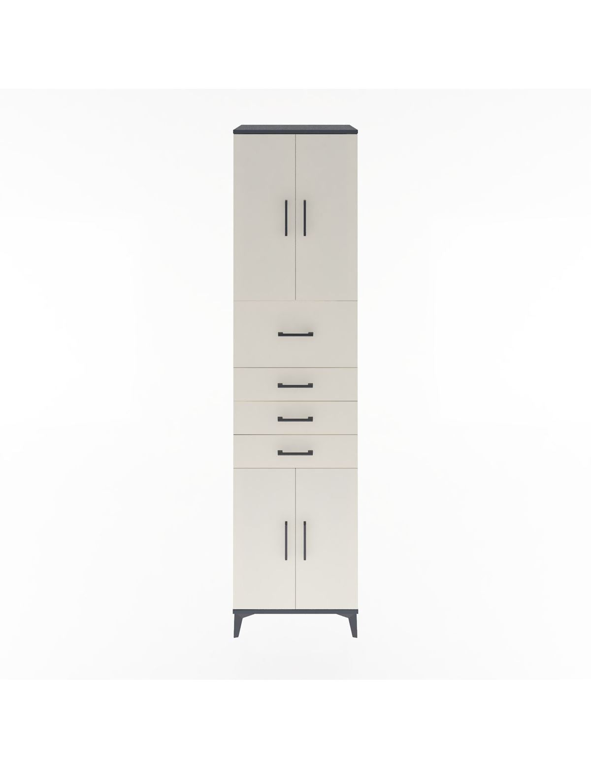 Hyperion Dolap 3 Raflı 4 Çekmeceli 4 Kapaklı 60x44x243 Antrasit-Aytaşı