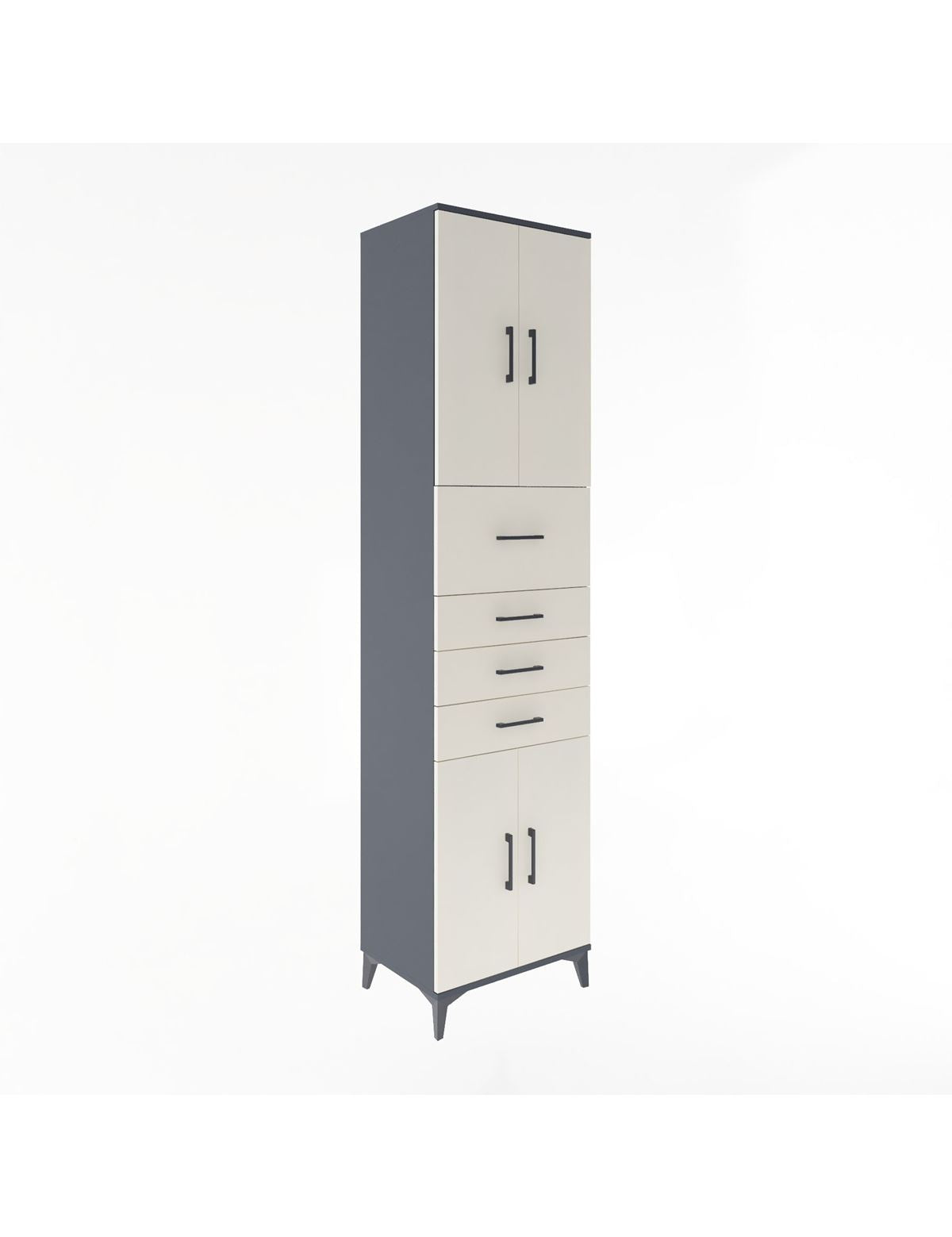 Hyperion Dolap 3 Raflı 4 Çekmeceli 4 Kapaklı 60x44x243 Antrasit-Aytaşı