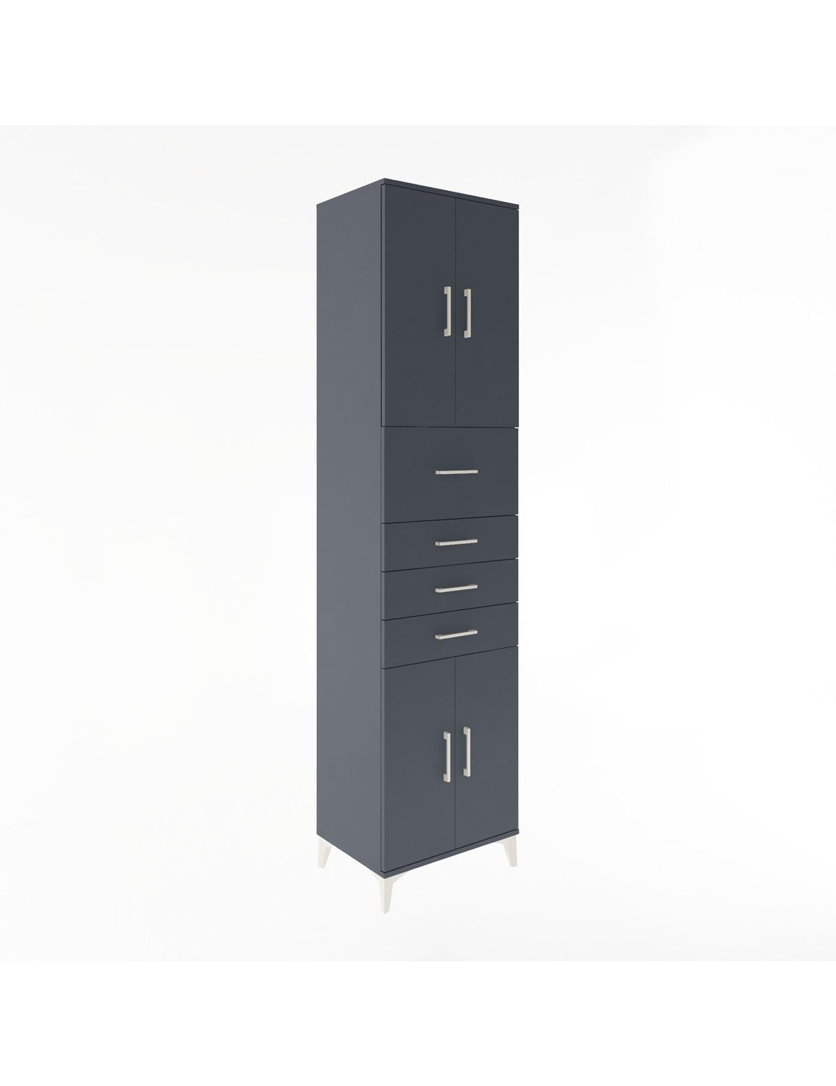 Hyperion Dolap 3 Raflı 4 Çekmeceli 4 Kapaklı 60x44x243 Antrasit-Antrasit