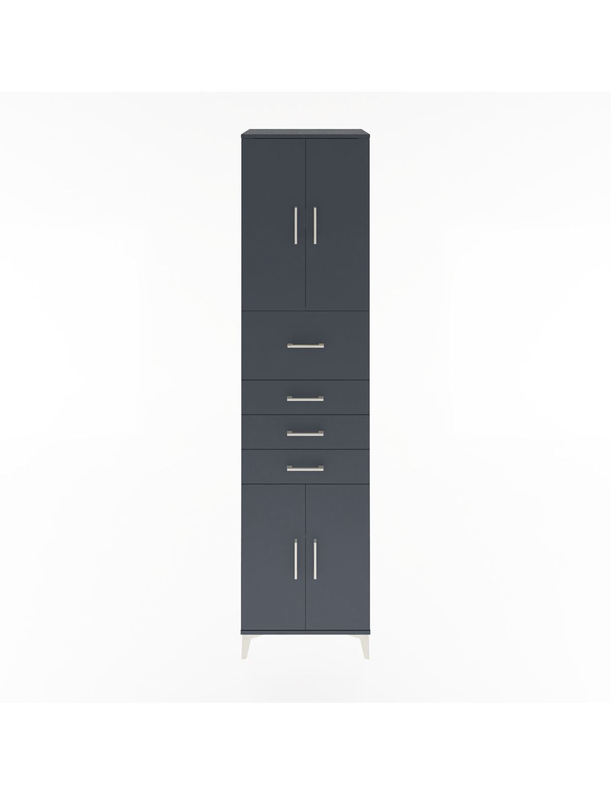 Hyperion Dolap 3 Raflı 4 Çekmeceli 4 Kapaklı 60x44x243 Antrasit-Antrasit