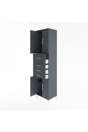 Hyperion Dolap 3 Raflı 4 Çekmeceli 4 Kapaklı 60x44x243 Antrasit-Antrasit