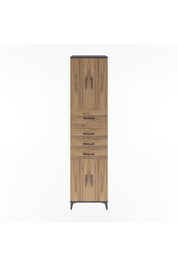 Hyperion Dolap 3 Raflı 4 Çekmeceli 4 Kapaklı 60x44x243 Antrasit-Çam