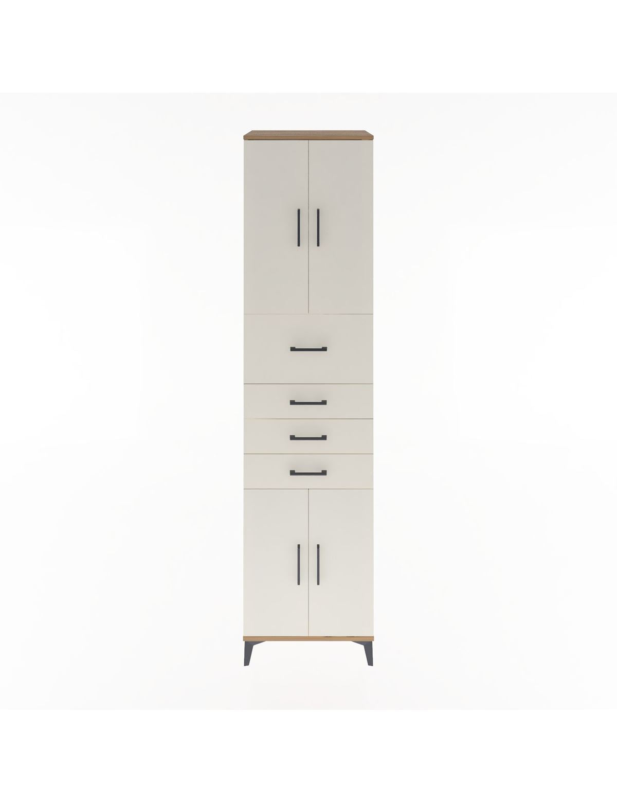 Hyperion Dolap 3 Raflı 4 Çekmeceli 4 Kapaklı 60x44x243 Çam-Aytaşı