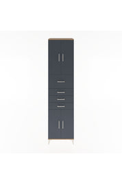 Hyperion Dolap 3 Raflı 4 Çekmeceli 4 Kapaklı 60x44x243 Çam-Antrasit