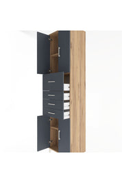 Hyperion Dolap 3 Raflı 4 Çekmeceli 4 Kapaklı 60x44x243 Çam-Antrasit