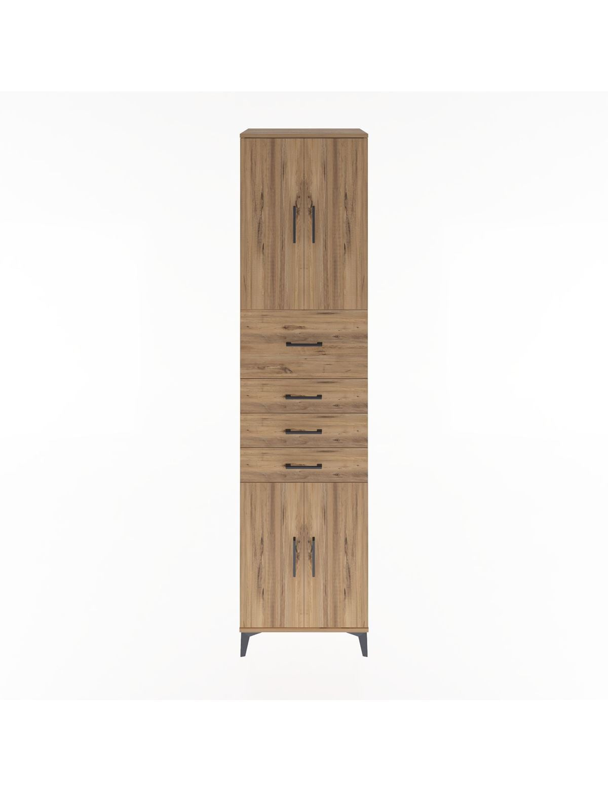 Hyperion Dolap 3 Raflı 4 Çekmeceli 4 Kapaklı 60x44x243 Çam-Çam