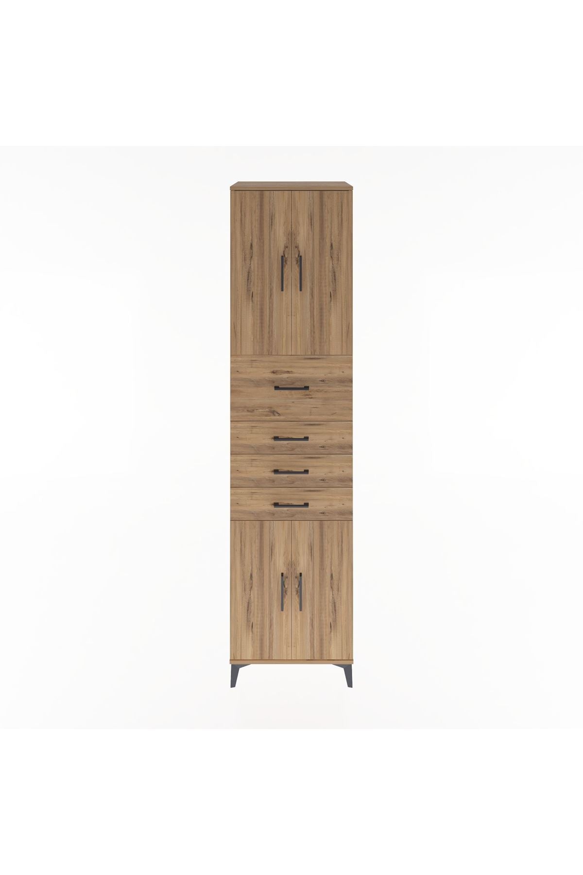 Hyperion Dolap 3 Raflı 4 Çekmeceli 4 Kapaklı 60x44x243 Çam-Çam