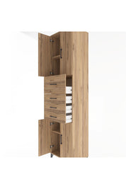 Hyperion Dolap 3 Raflı 4 Çekmeceli 4 Kapaklı 60x44x243 Çam-Çam