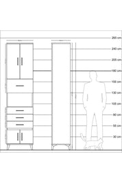 Hyperion Dolap 3 Raflı 4 Çekmeceli 4 Kapaklı 60x44x243 Aytaşı-Aytaşı