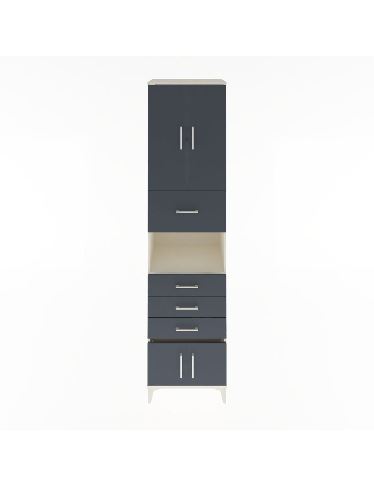 Hyperion Dolap 3 Raflı 4 Çekmeceli 4 Kapaklı 60x44x243 Aytaşı-Antrasit