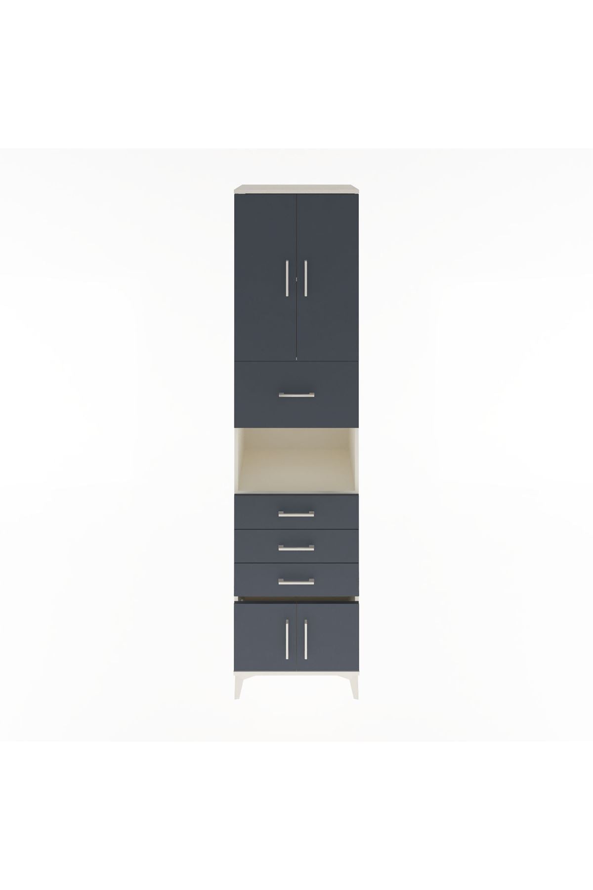 Hyperion Dolap 3 Raflı 4 Çekmeceli 4 Kapaklı 60x44x243 Aytaşı-Antrasit
