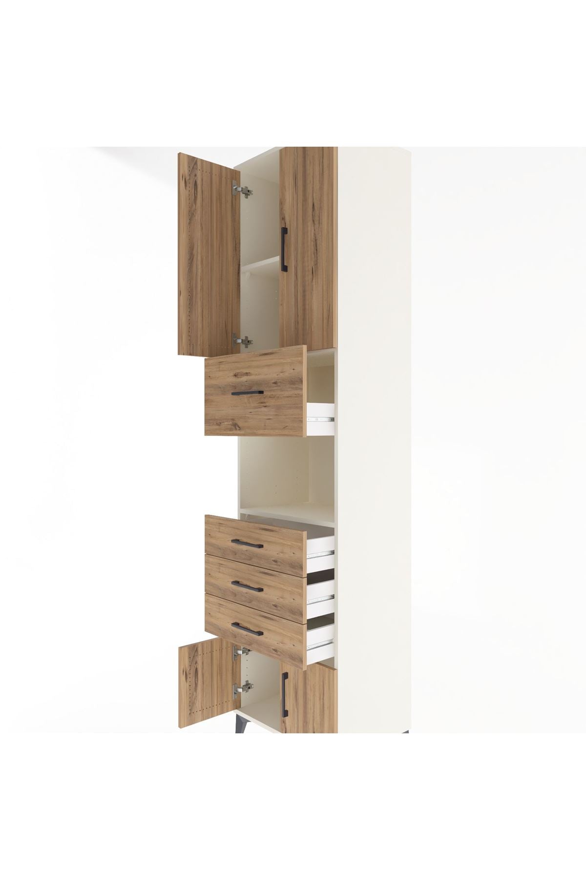 Hyperion Dolap 3 Raflı 4 Çekmeceli 4 Kapaklı 60x44x243 Aytaşı-Çam