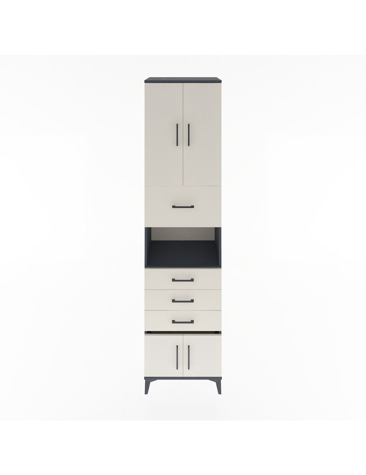 Hyperion Dolap 3 Raflı 4 Çekmeceli 4 Kapaklı 60x44x243 Antrasit-Aytaşı