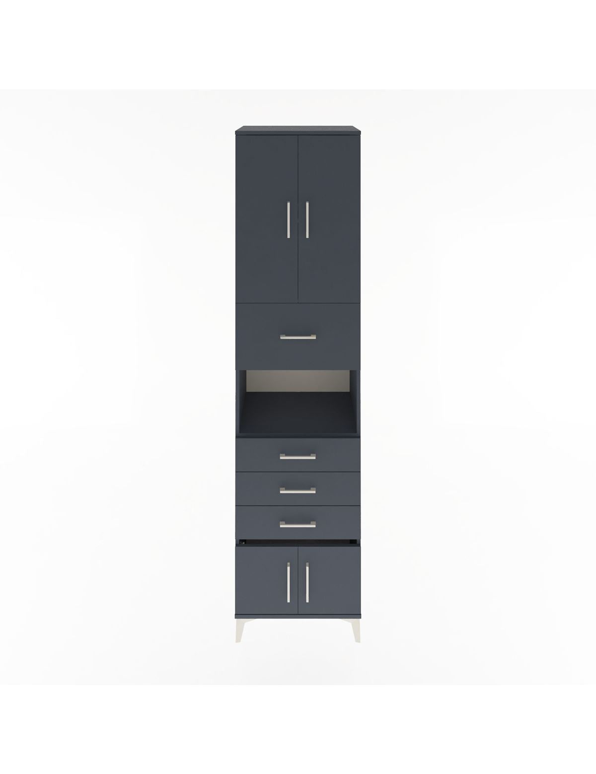 Hyperion Dolap 3 Raflı 4 Çekmeceli 4 Kapaklı 60x44x243 Antrasit-Antrasit