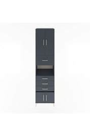 Hyperion Dolap 3 Raflı 4 Çekmeceli 4 Kapaklı 60x44x243 Antrasit-Antrasit