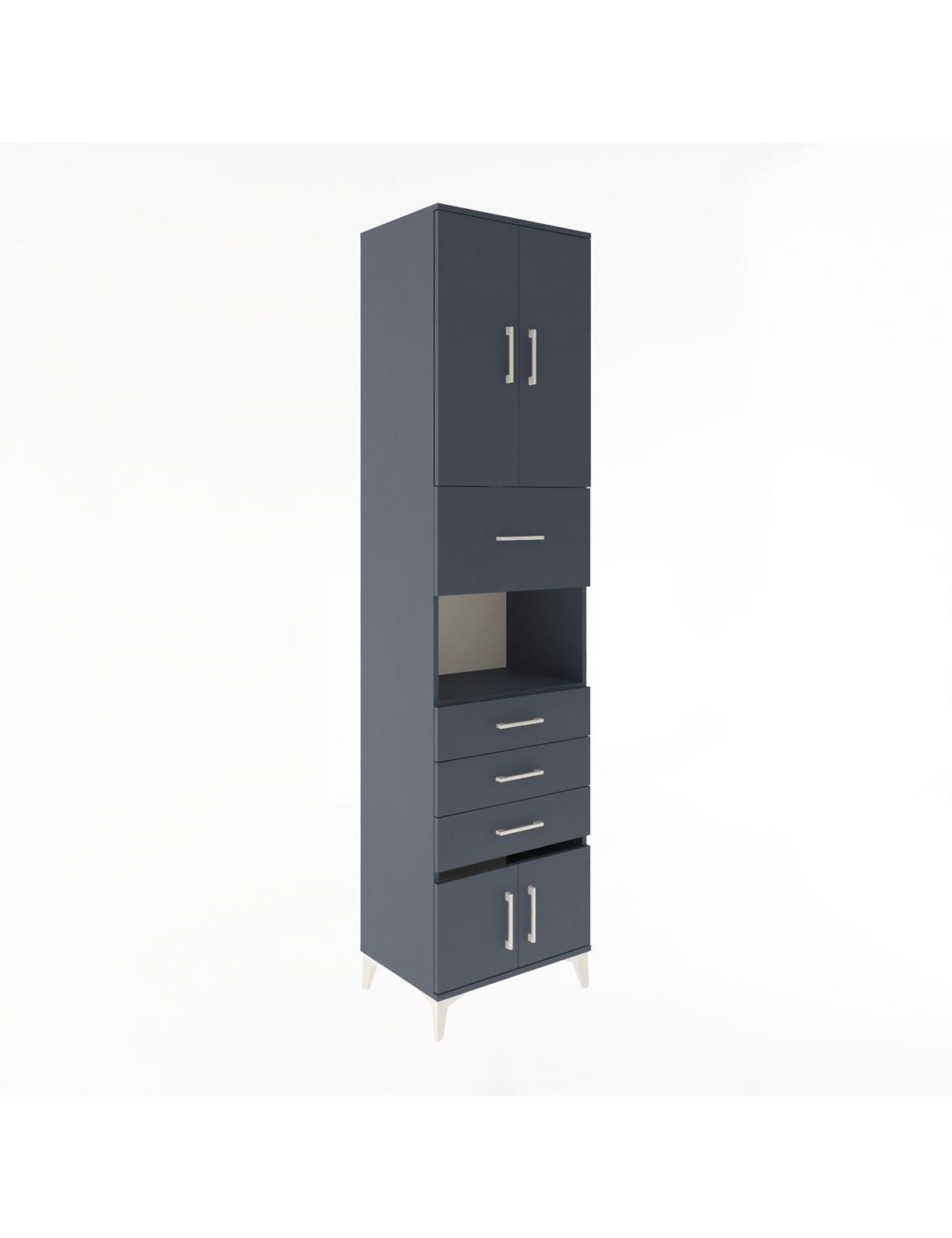 Hyperion Dolap 3 Raflı 4 Çekmeceli 4 Kapaklı 60x44x243 Antrasit-Antrasit
