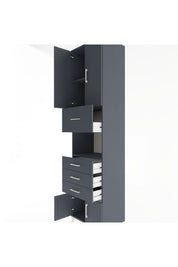 Hyperion Dolap 3 Raflı 4 Çekmeceli 4 Kapaklı 60x44x243 Antrasit-Antrasit