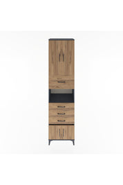 Hyperion Dolap 3 Raflı 4 Çekmeceli 4 Kapaklı 60x44x243 Antrasit-Çam