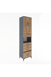 Hyperion Dolap 3 Raflı 4 Çekmeceli 4 Kapaklı 60x44x243 Antrasit-Çam