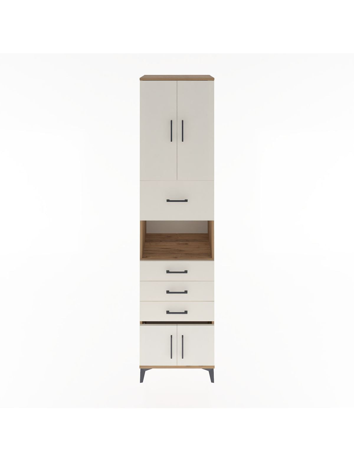 Hyperion Dolap 3 Raflı 4 Çekmeceli 4 Kapaklı 60x44x243 Çam-Aytaşı