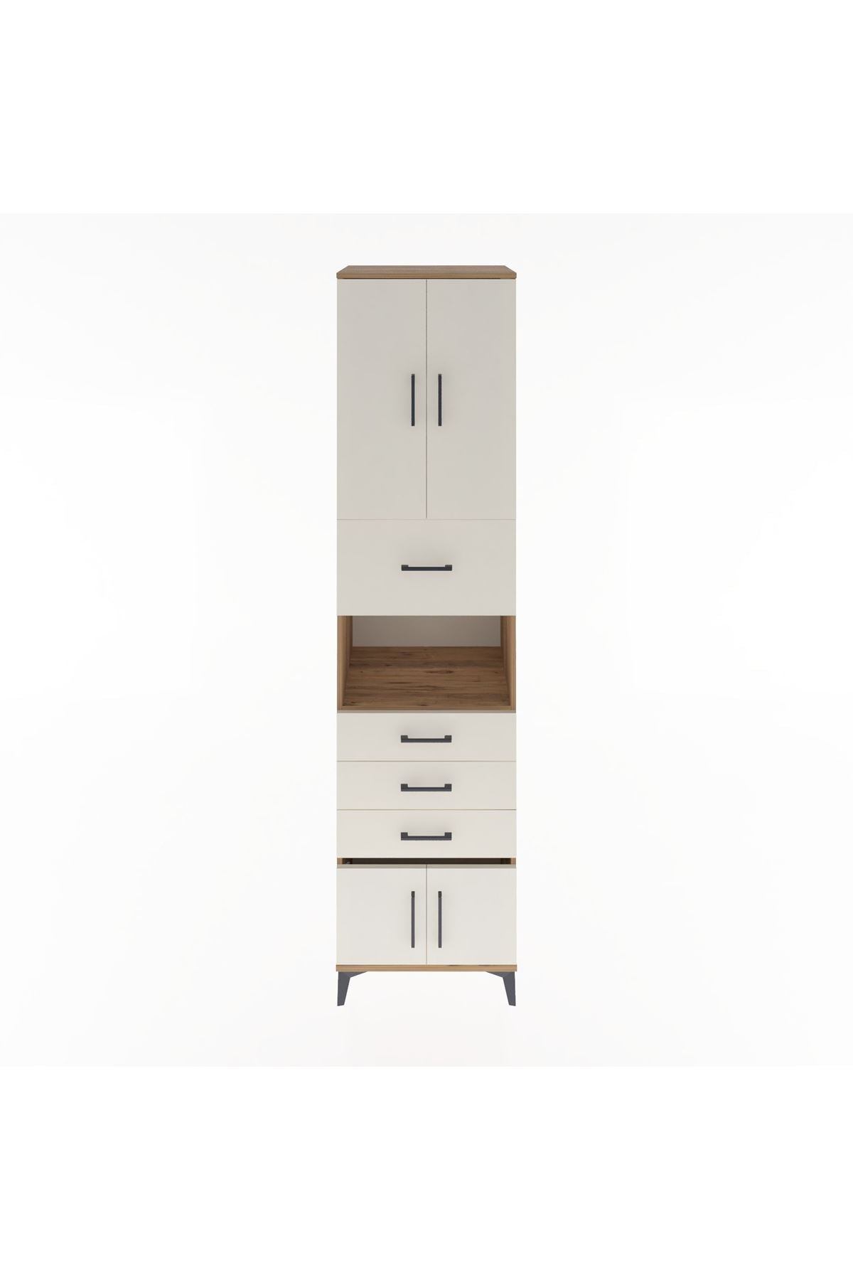 Hyperion Dolap 3 Raflı 4 Çekmeceli 4 Kapaklı 60x44x243 Çam-Aytaşı