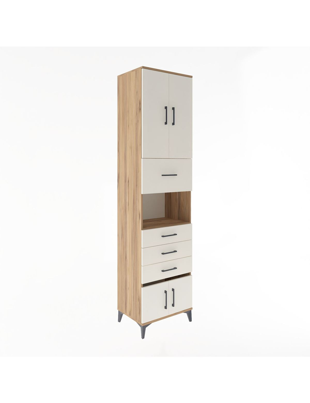 Hyperion Dolap 3 Raflı 4 Çekmeceli 4 Kapaklı 60x44x243 Çam-Aytaşı