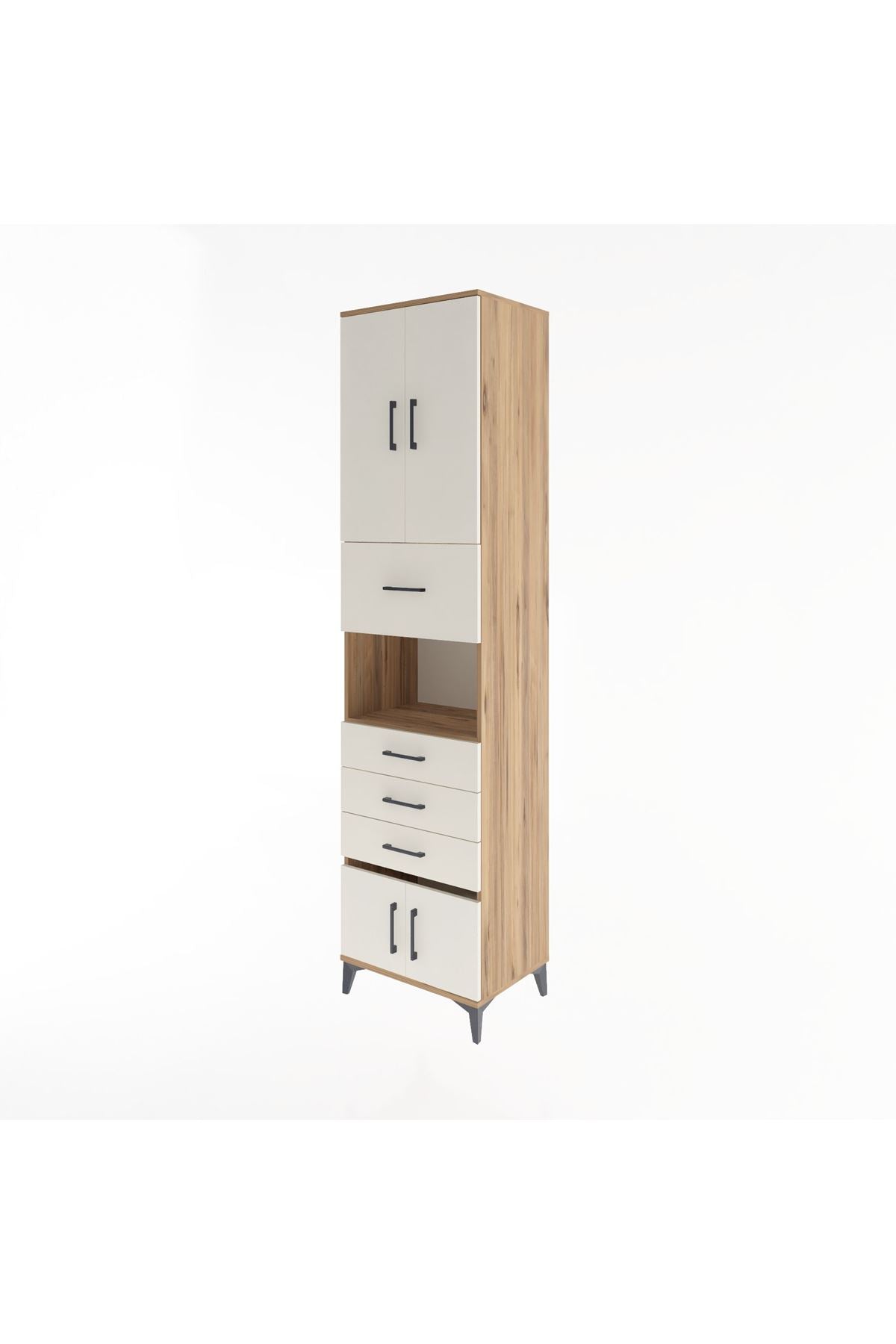 Hyperion Dolap 3 Raflı 4 Çekmeceli 4 Kapaklı 60x44x243 Çam-Aytaşı