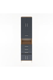 Hyperion Dolap 3 Raflı 4 Çekmeceli 4 Kapaklı 60x44x243 Çam-Antrasit