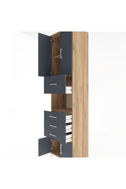 Hyperion Dolap 3 Raflı 4 Çekmeceli 4 Kapaklı 60x44x243 Çam-Antrasit