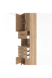 Hyperion Dolap 3 Raflı 4 Çekmeceli 4 Kapaklı 60x44x243 Çam-Çam