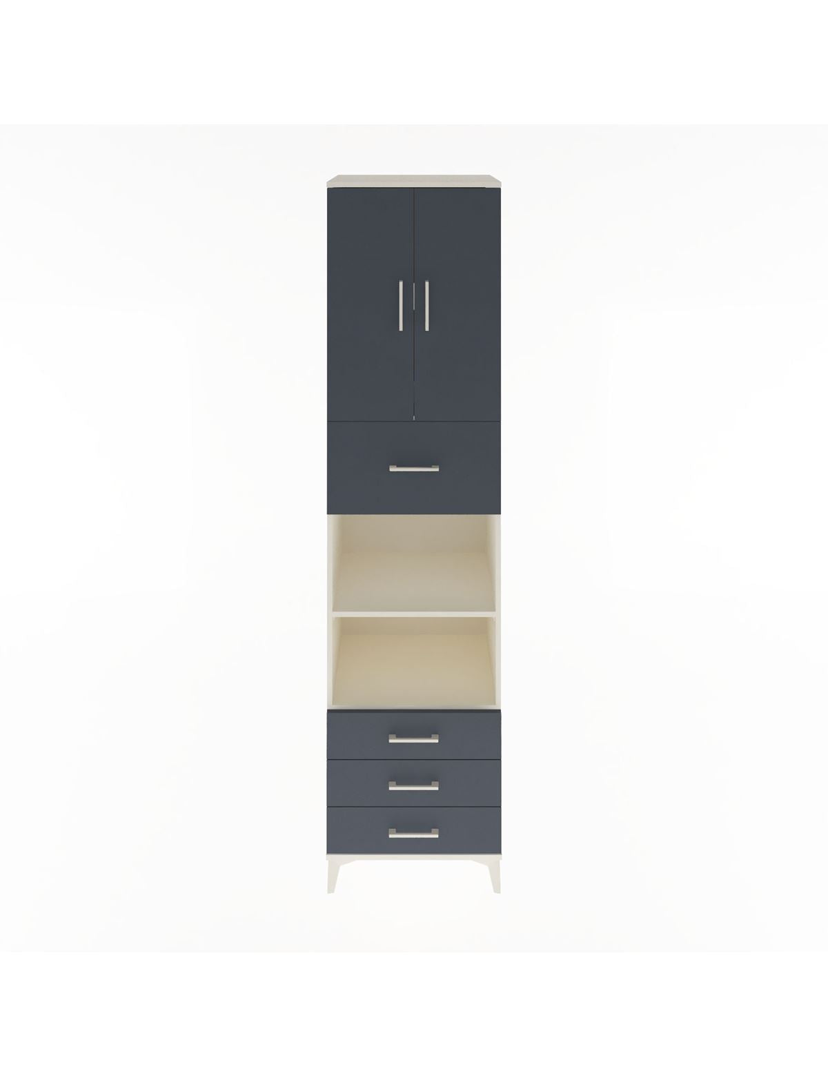 Hyperion Dolap 4 Raflı 4 Çekmeceli 2 Kapaklı 60x44x243 Aytaşı-Antrasit