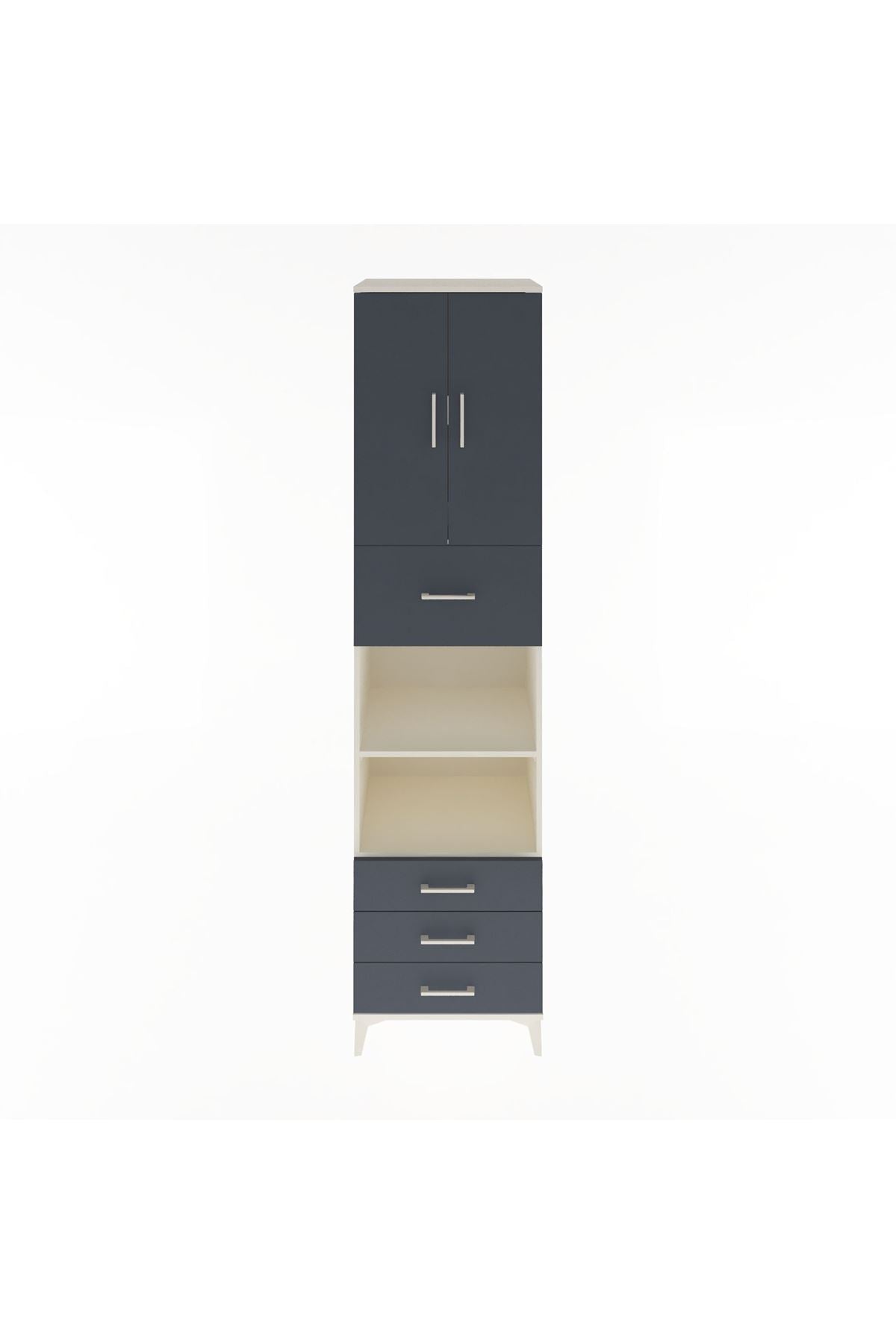 Hyperion Dolap 4 Raflı 4 Çekmeceli 2 Kapaklı 60x44x243 Aytaşı-Antrasit