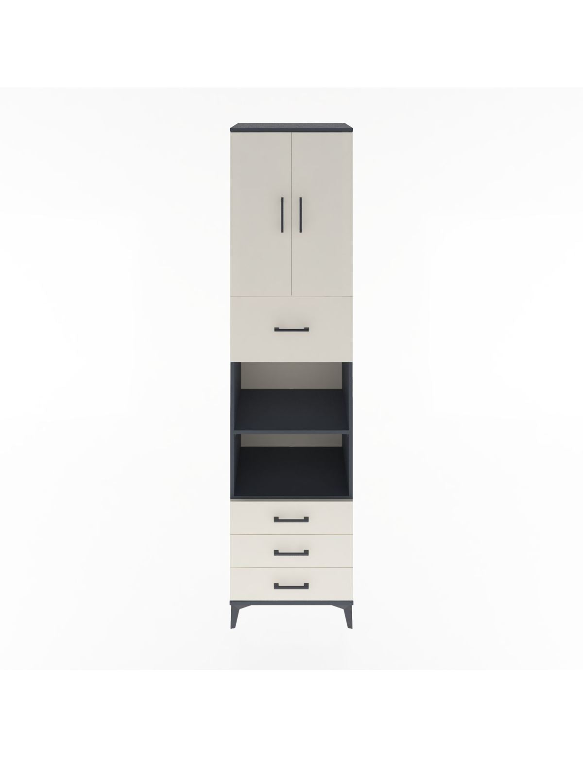 Hyperion Dolap 4 Raflı 4 Çekmeceli 2 Kapaklı 60x44x243 Antrasit-Aytaşı