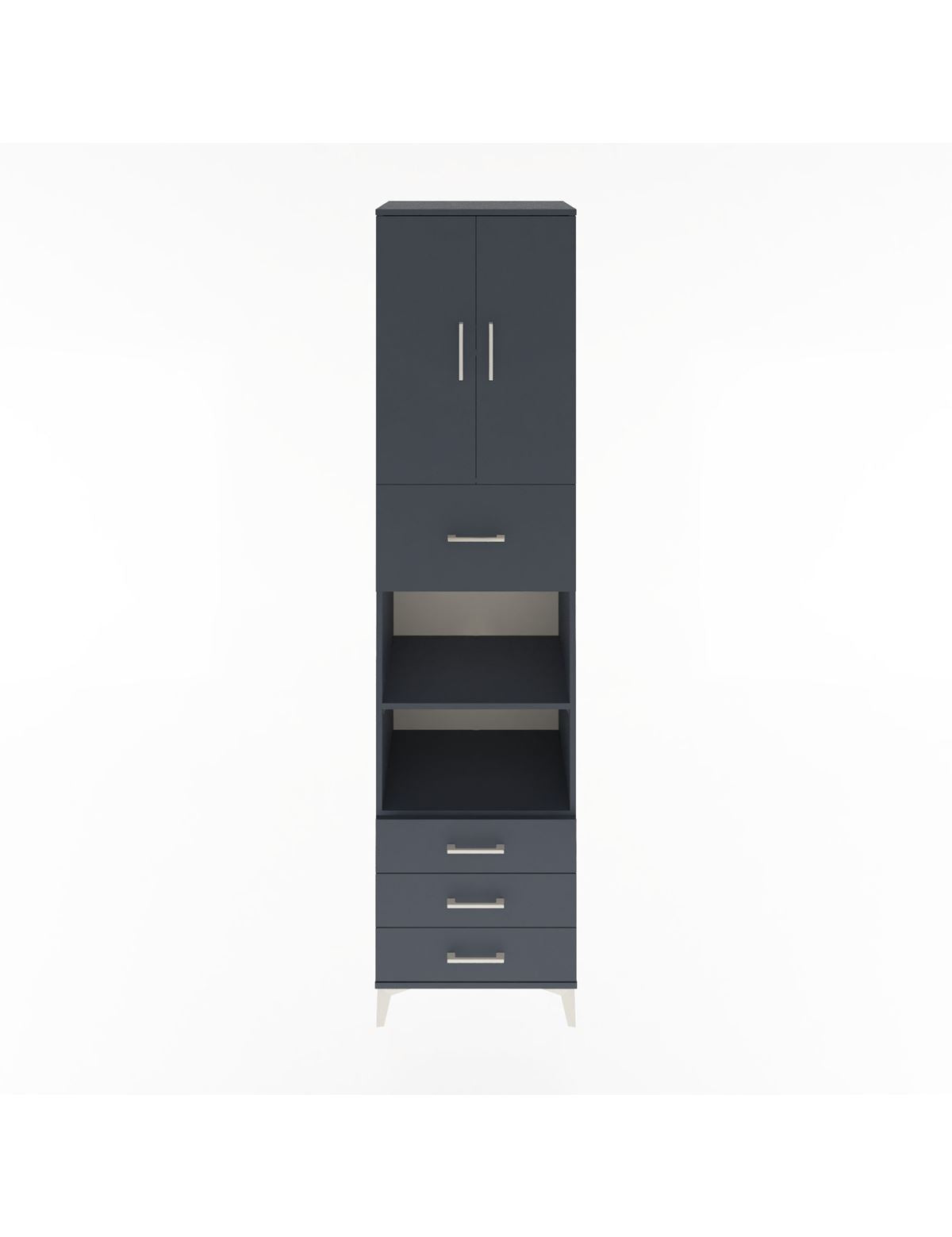 Hyperion Dolap 4 Raflı 4 Çekmeceli 2 Kapaklı 60x44x243 Antrasit-Antrasit