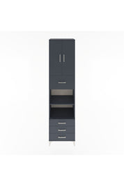 Hyperion Dolap 4 Raflı 4 Çekmeceli 2 Kapaklı 60x44x243 Antrasit-Antrasit