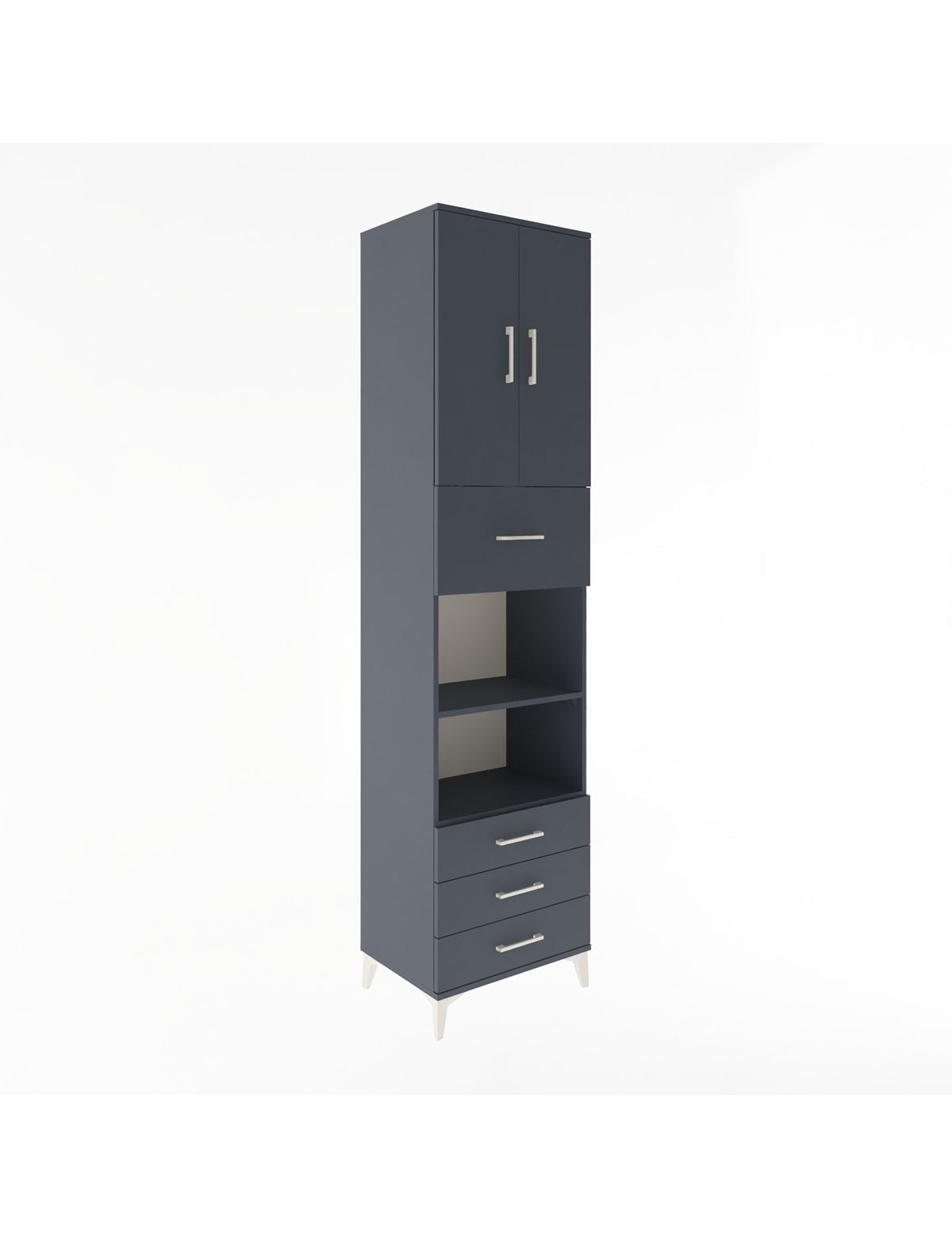 Hyperion Dolap 4 Raflı 4 Çekmeceli 2 Kapaklı 60x44x243 Antrasit-Antrasit