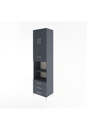 Hyperion Dolap 4 Raflı 4 Çekmeceli 2 Kapaklı 60x44x243 Antrasit-Antrasit