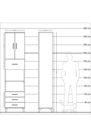 Hyperion Dolap 4 Raflı 4 Çekmeceli 2 Kapaklı 60x44x243 Antrasit-Antrasit