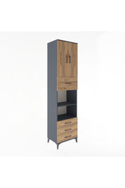 Hyperion Dolap 4 Raflı 4 Çekmeceli 2 Kapaklı 60x44x243 Antrasit-Çam
