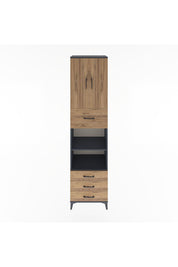 Hyperion Dolap 4 Raflı 4 Çekmeceli 2 Kapaklı 60x44x243 Antrasit-Çam