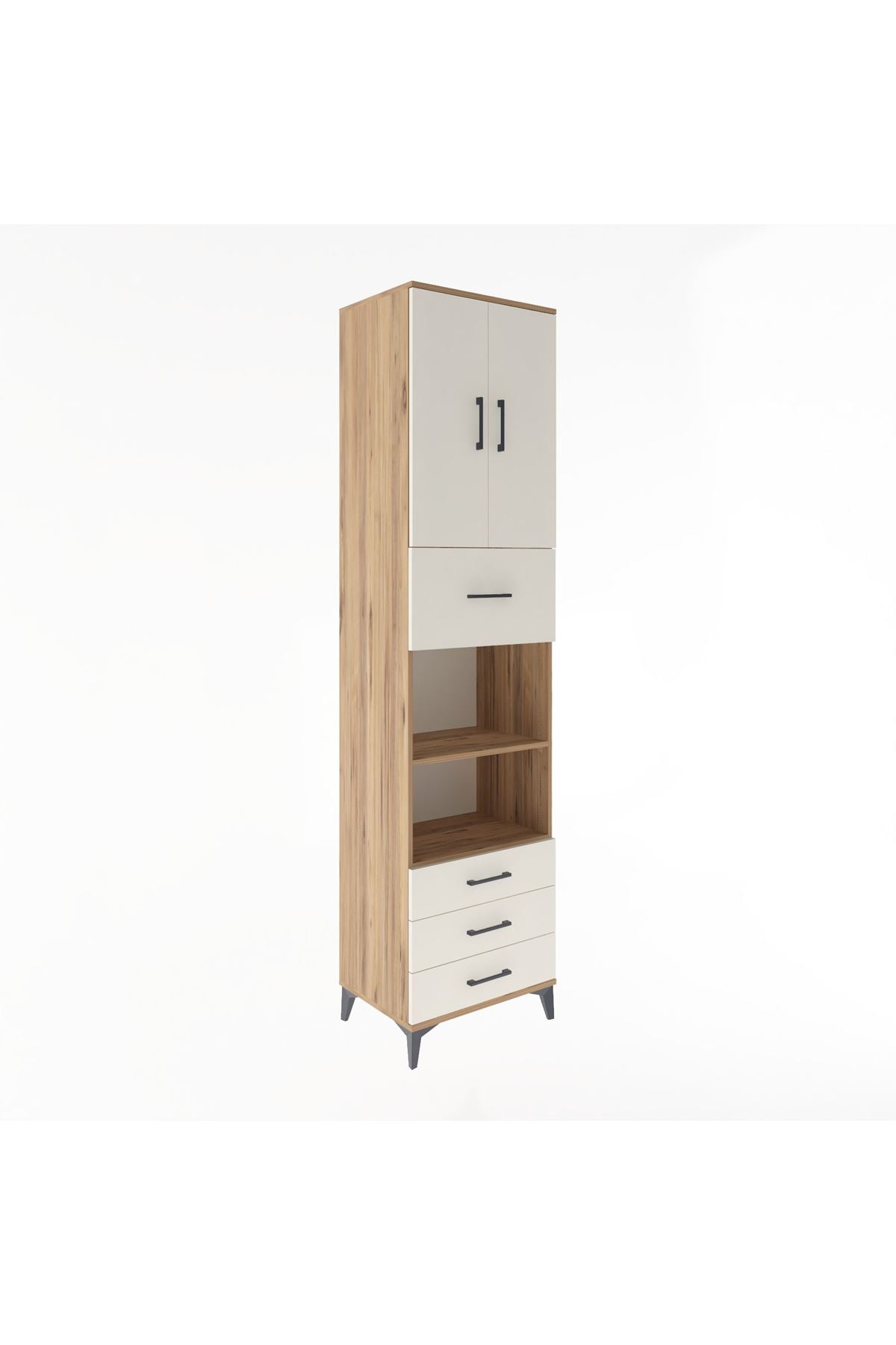 Hyperion Dolap 4 Raflı 4 Çekmeceli 2 Kapaklı 60x44x243 Çam-Aytaşı