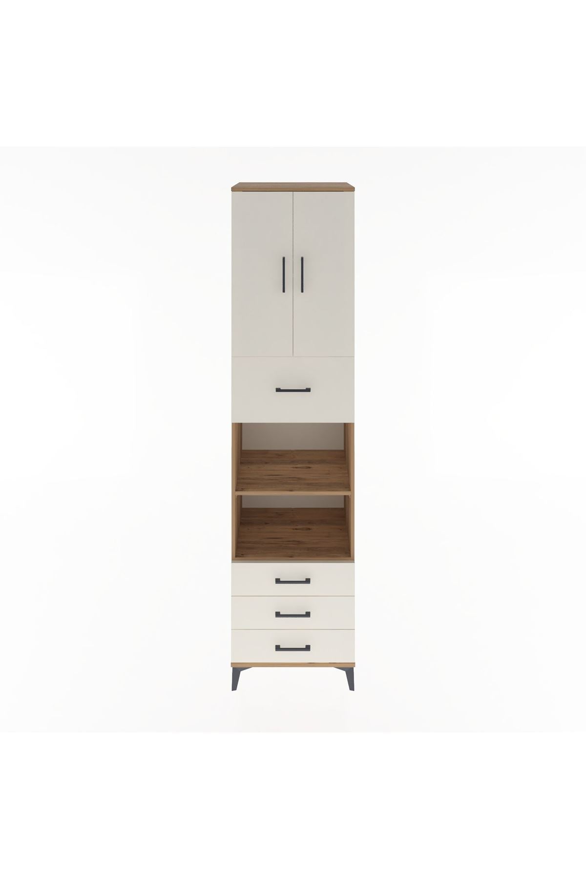 Hyperion Dolap 4 Raflı 4 Çekmeceli 2 Kapaklı 60x44x243 Çam-Aytaşı