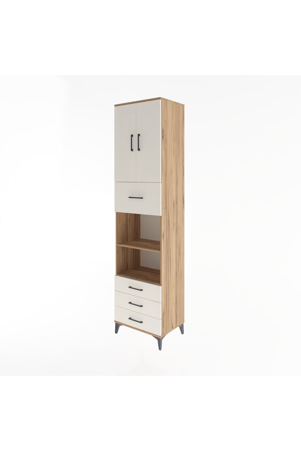 Hyperion Dolap 4 Raflı 4 Çekmeceli 2 Kapaklı 60x44x243 Çam-Aytaşı