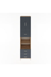 Hyperion Dolap 4 Raflı 4 Çekmeceli 2 Kapaklı 60x44x243 Çam-Antrasit