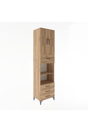Hyperion Dolap 4 Raflı 4 Çekmeceli 2 Kapaklı 60x44x243 Çam-Çam
